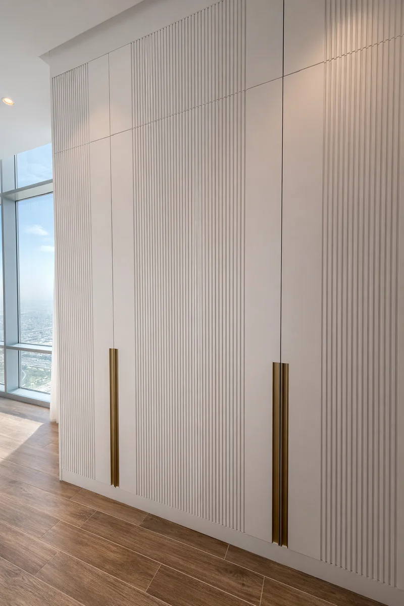 Premium interior material and finish detail – Creative Avenue luxury turnkey fit-out Dubai UAE