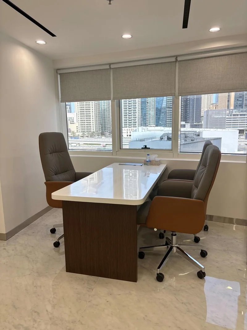 Premium executive CEO office cabin with bespoke joinery – Creative Avenue commercial fit-out HDS Tower Dubai