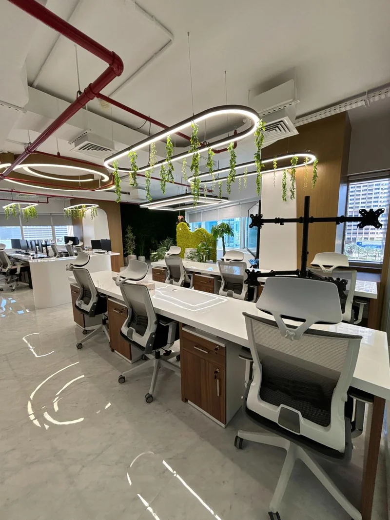 Bespoke open-plan office workstation joinery – HDS Tower JLT Dubai fit-out by Creative Avenue Decor Design