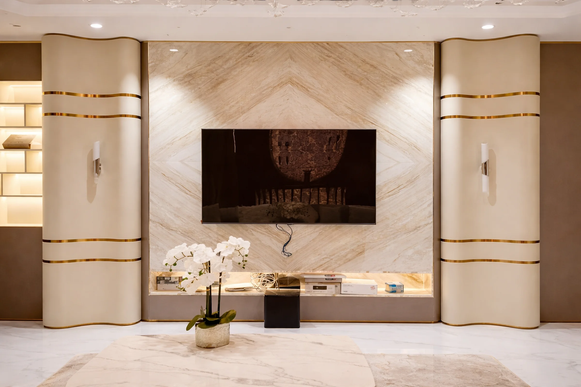 Contemporary living room fit-out Unit 3203 DAMAC Maison Dubai – Creative Avenue interior design